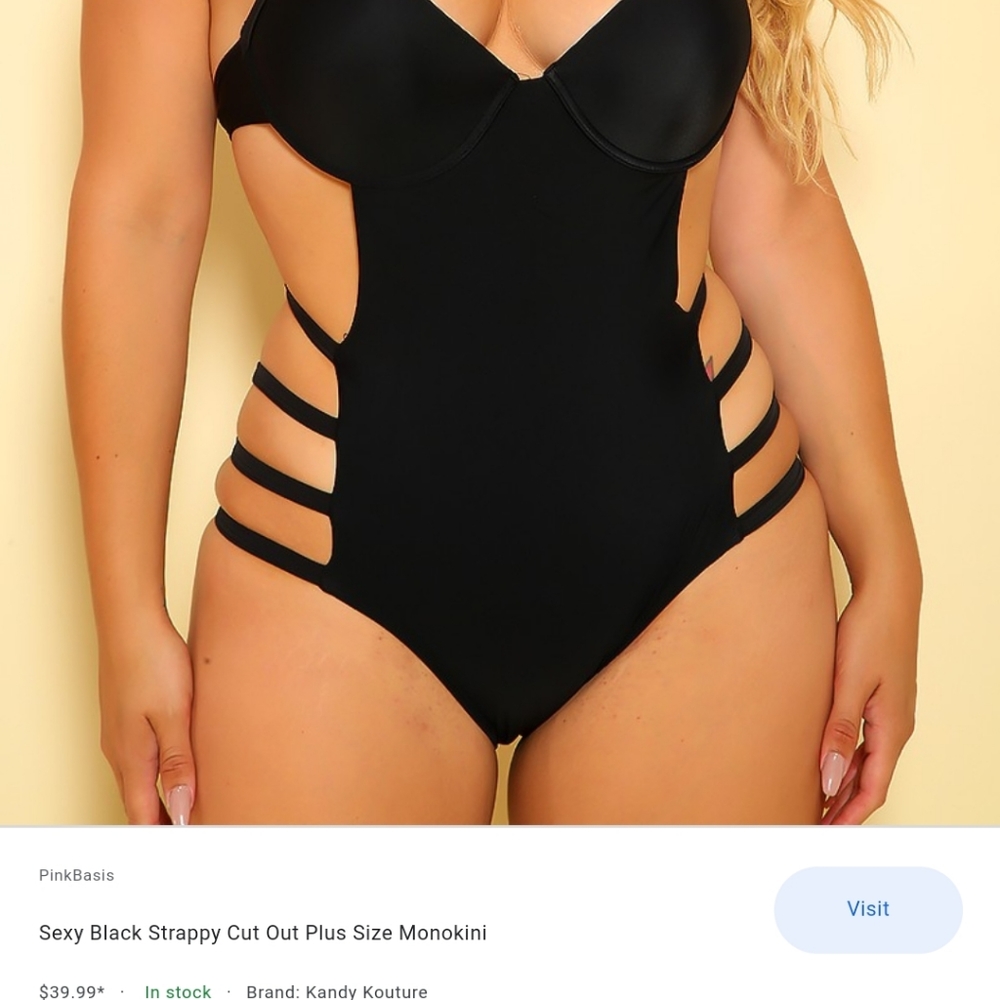 Xlrge black strappy monokini #14 NWOT